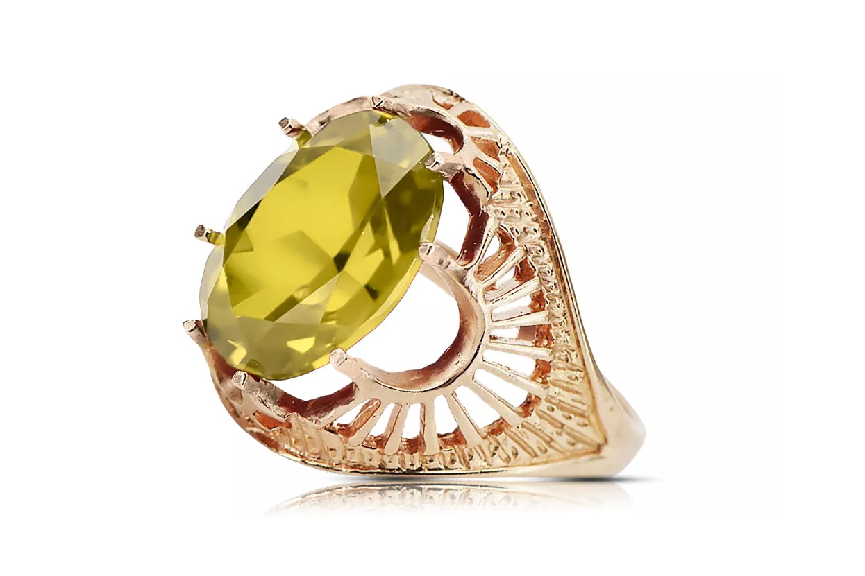 Yellow Peridot Original Vintage 14K Rose Gold Ring Vintage vrc003r Yellow Peridot Original Vintage 14K Rose Gold Ring Vintage vrc003r